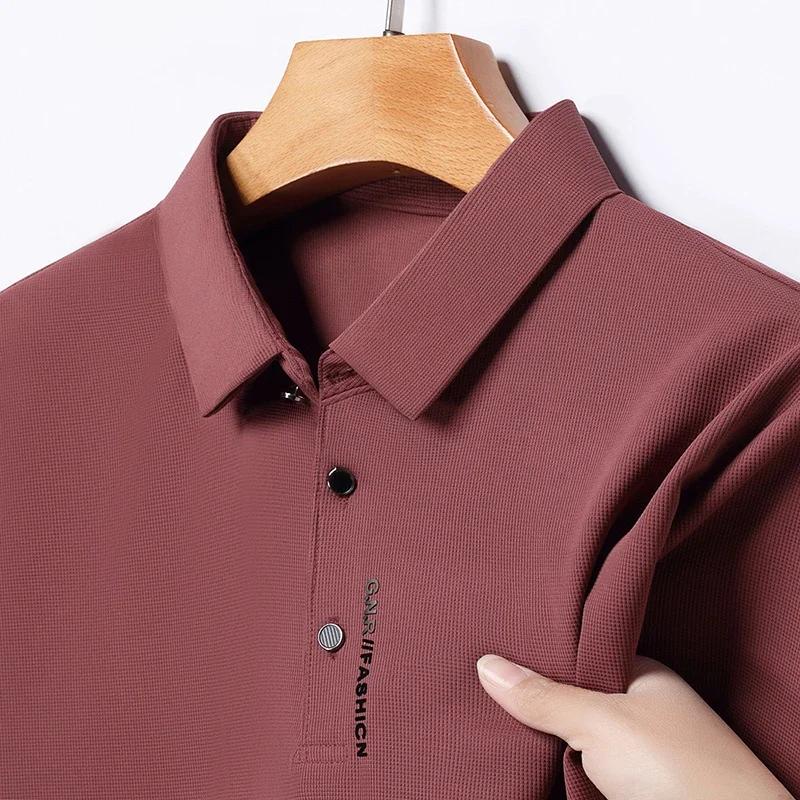 Polo à manches courtes pour hommes, couleur unie, respirant, confortable, élastique, nouvel arrivage