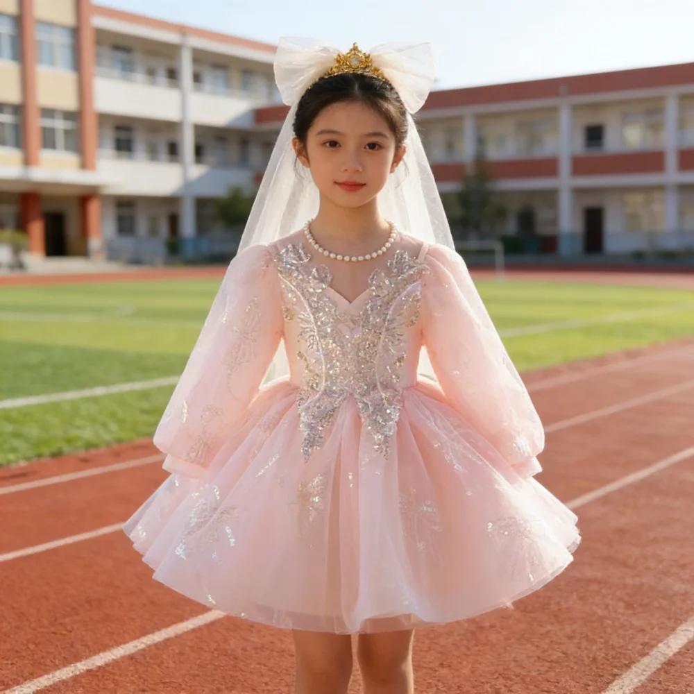 Robe de princesse pour bébés filles, robe de demoiselle d'honneur, robe bouffante pour mariage, spec