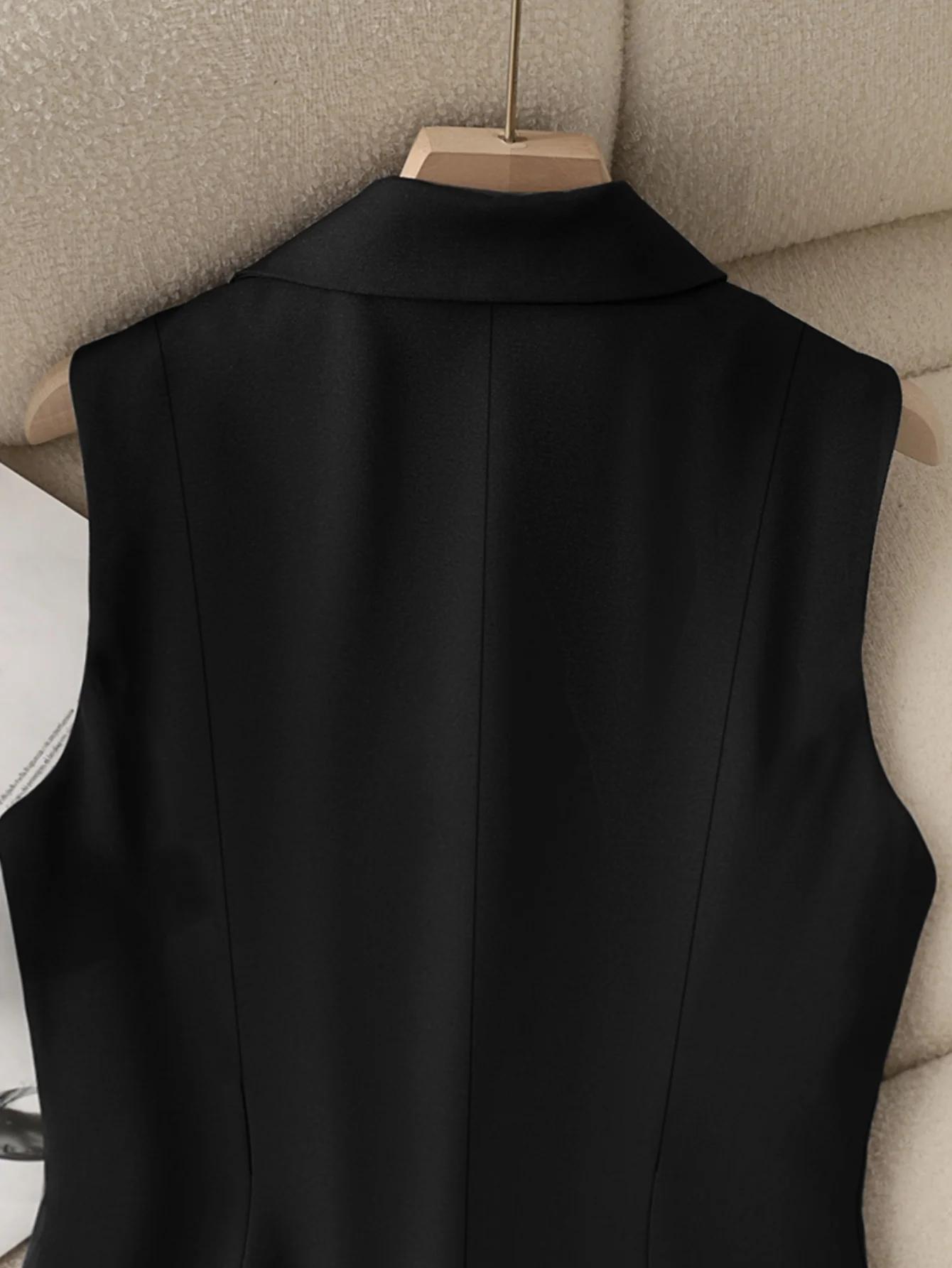 Gilet de costume pour femmes, gilet formel, coupe cintrée, veste Blazer sans manches pour le bureau,