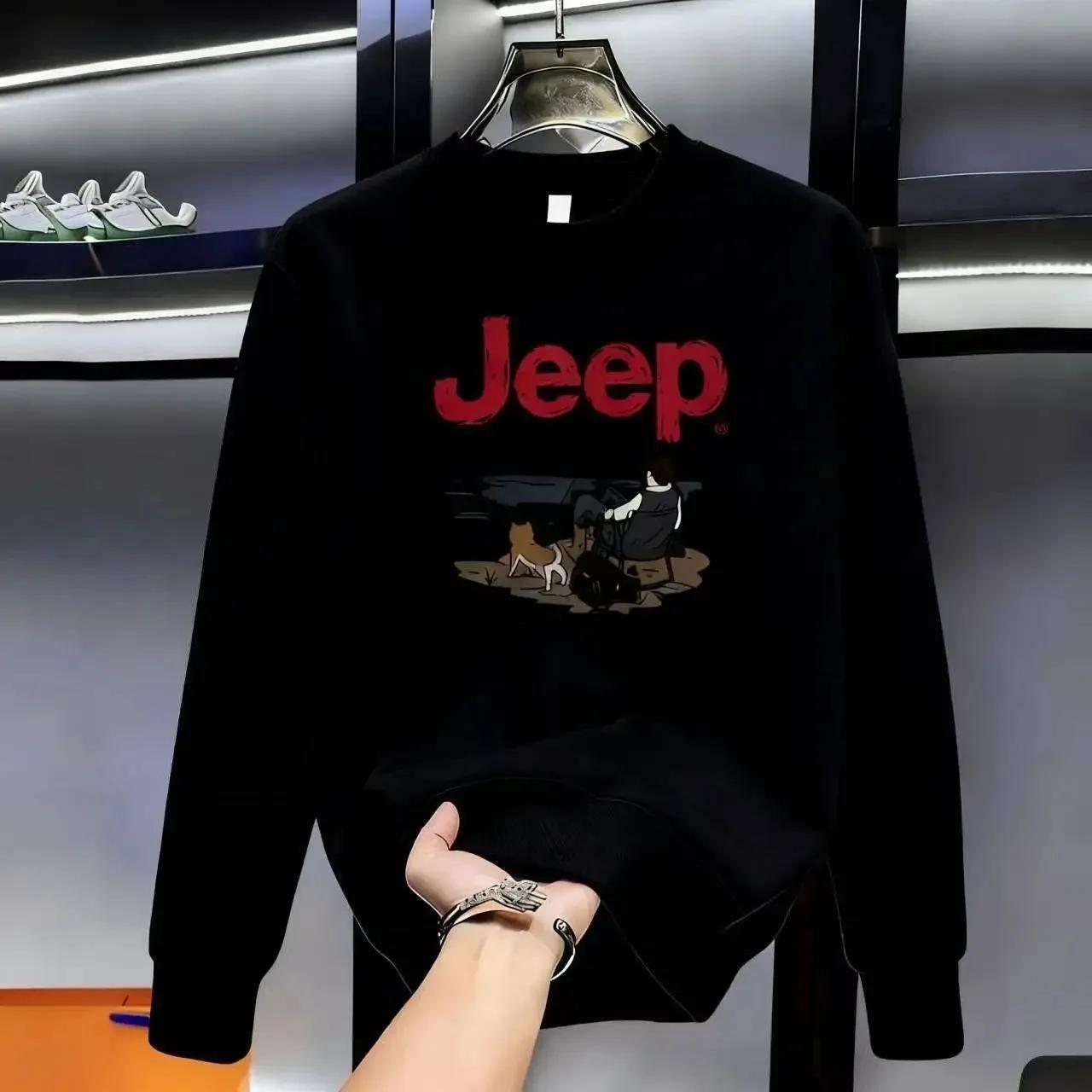 Nouveau sweat-shirt épais à manches longues pour hommes de la marque Jeep, haut imprimé polyvalent à