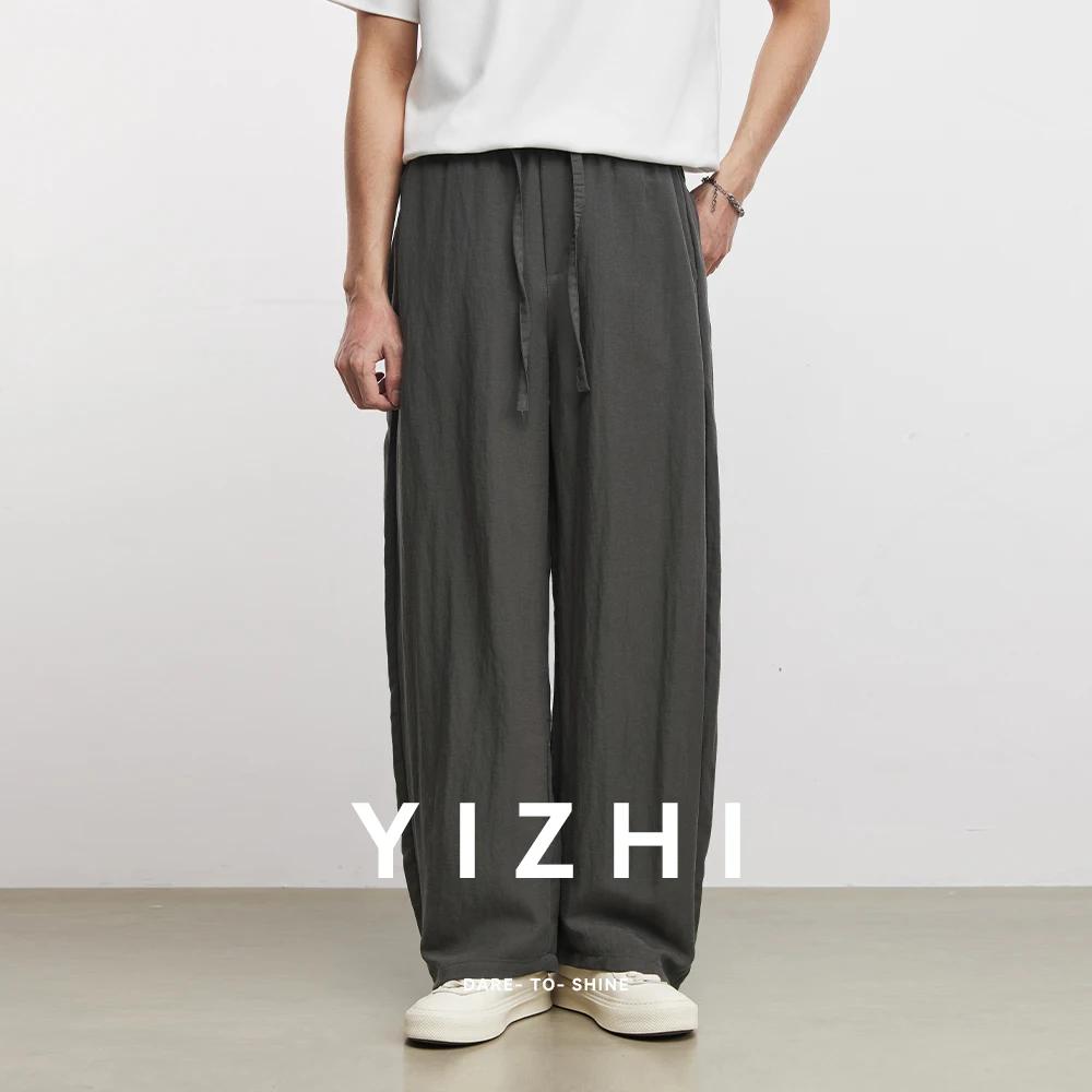 Pantalon large en lin et lyocell pour homme, style scimitar, nouvelle collection printemps-automne 2
