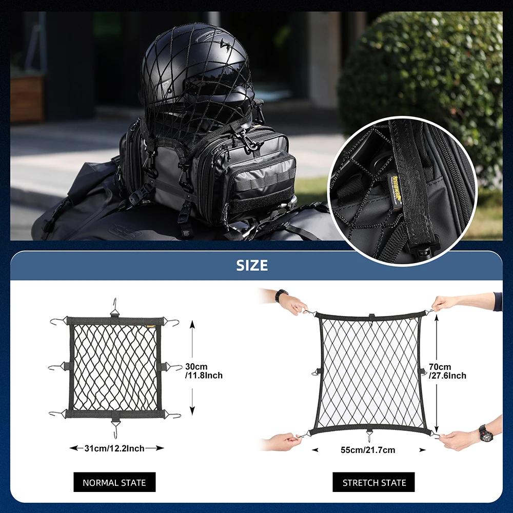 Rhinowalk – filet de support de casque de moto, 8 crochets en métal/plastique, support de filet de b