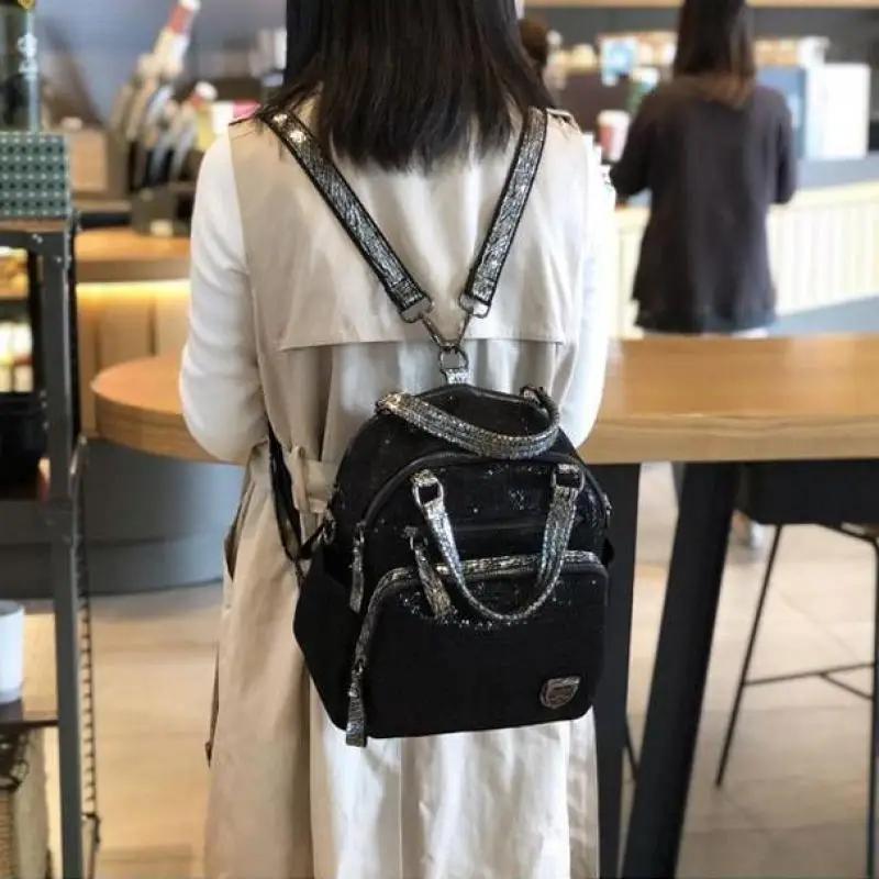 2025 version coréenne nouveau sac à dos femmes sac à main sequin mode voyage sac à dos multifonction