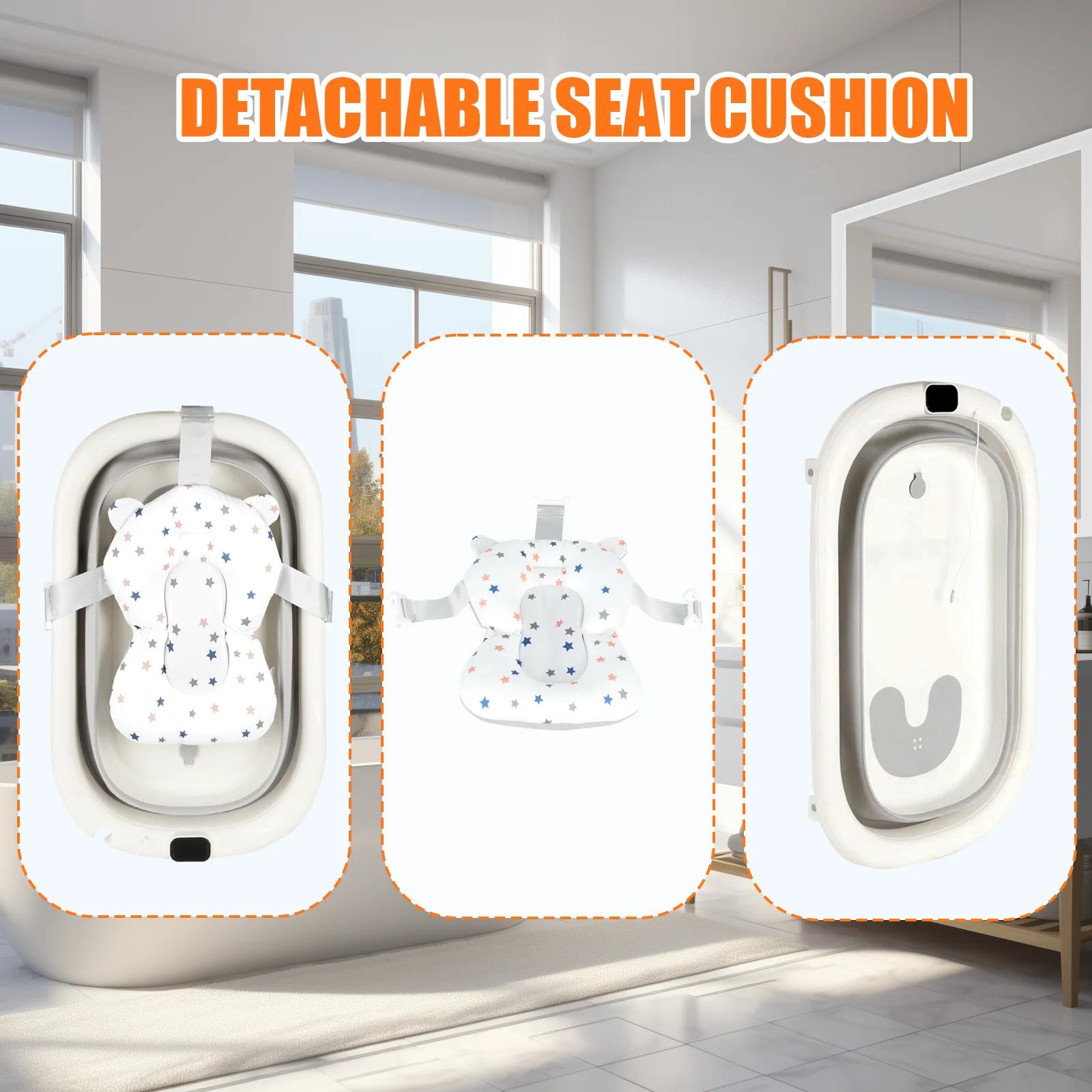 Baignoire bébé pliable avec coussin thermomètre intégré cadeau naissance fille garçon gris rose kaki vert