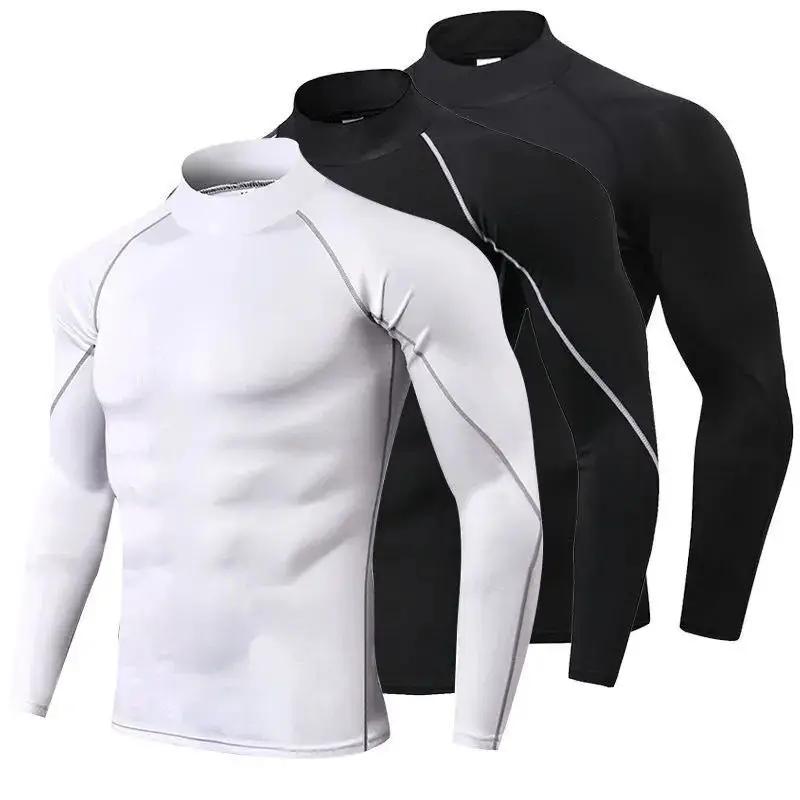 Compression t-shirt hommes à manches longues musculation Sport t-shirts décontracté séchage rapide g