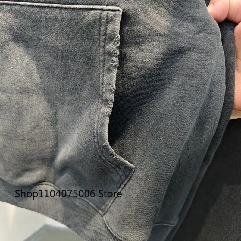 Sweat-shirt à capuche en détresse pour hommes, ample, décontracté, vêtements de sport, pull, Streetw
