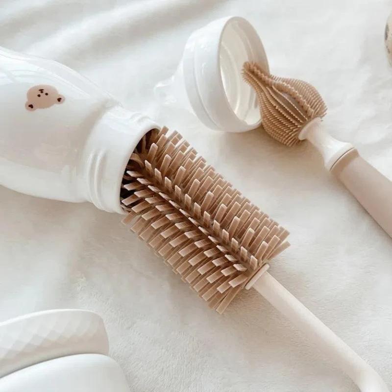 Coréen Ins nouveau-né bouteille mamelon brosse bébé spécial à Long manche brosse de nettoyage Silico
