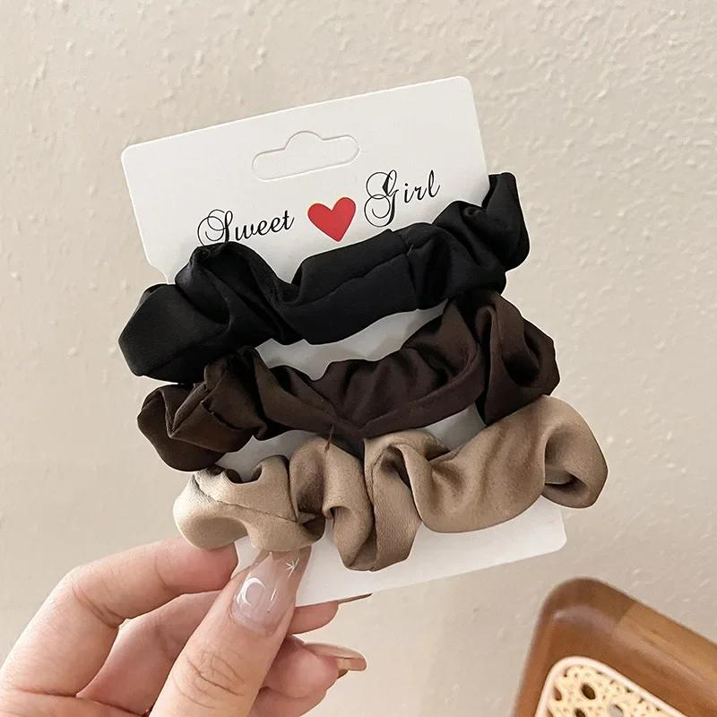 Chouchous plissés en satin pour femmes, bandes élastiques élégantes, cravates pour queue de cheval d