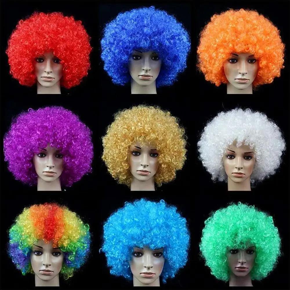 Unisexe adulte diverses couleurs arc-en-ciel cirque bouclés noir Afro bouclés perruque adulte déguis