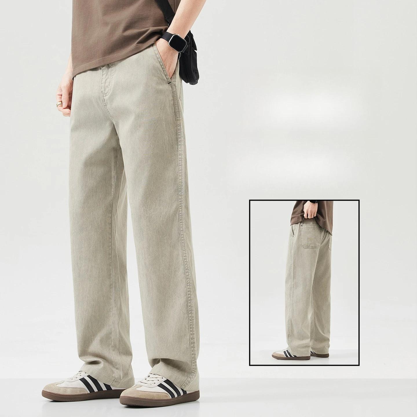 Pantalon d'été de luxe pour homme en Lyocell, coupe droite ample, style streetwear, jambe large, res