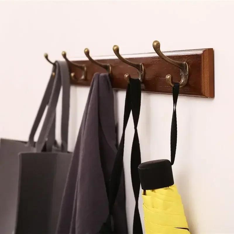 Porte-manteau mural en bois massif avec crochets, gain de place, organisateur de placard pour chapea