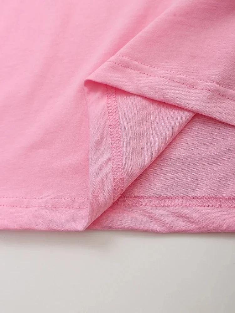 HH été femmes décontracté T-Shirt pantalon ensembles élégant rose col rond manches courtes T-Shirt +