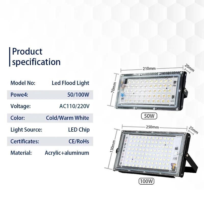 4 pcs/lot LED projecteur 100 W IP65 étanche 50 W 110 V 220 V projecteur extérieur projecteur LED lam