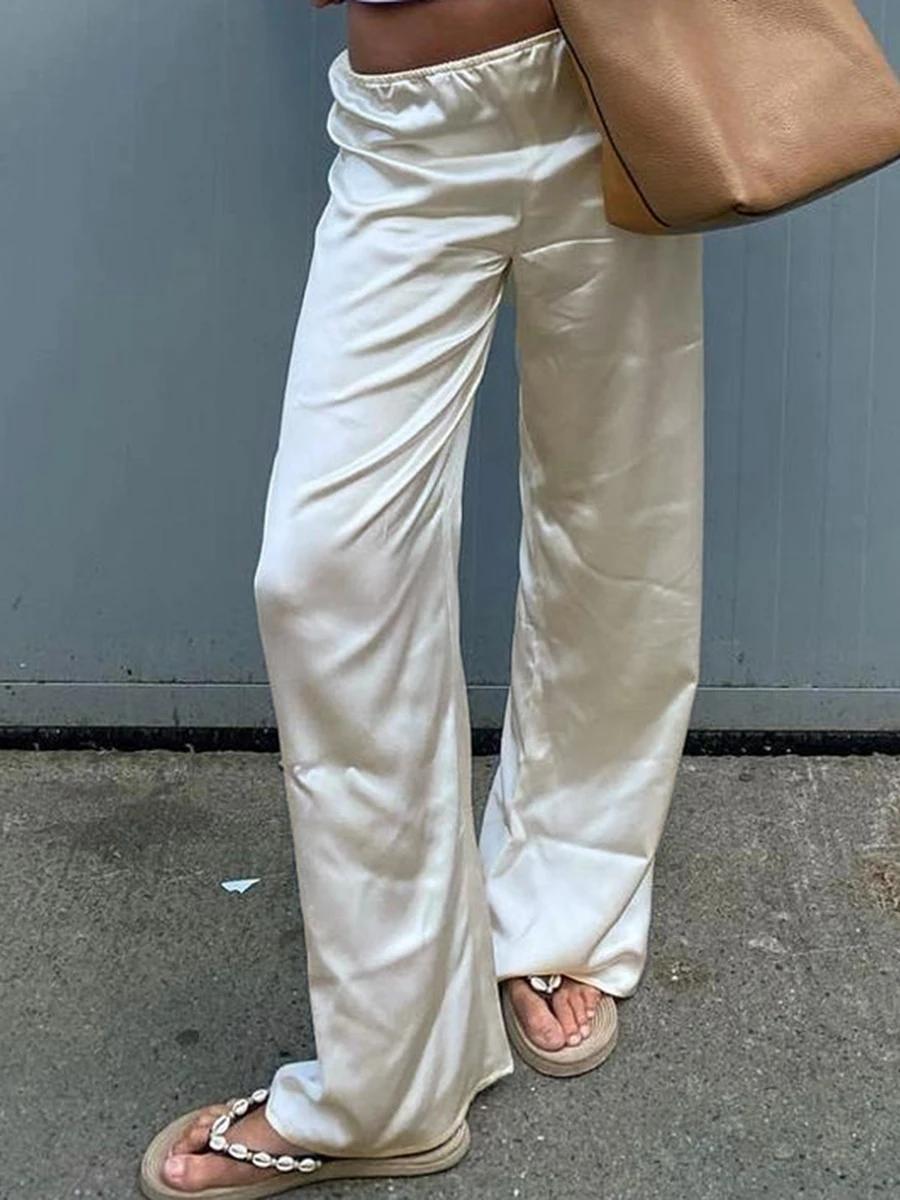 Robe en Satin Chic à Jambes Larges pour Femme, Pantalon de Travail, Taille artificiel astique, Ajust