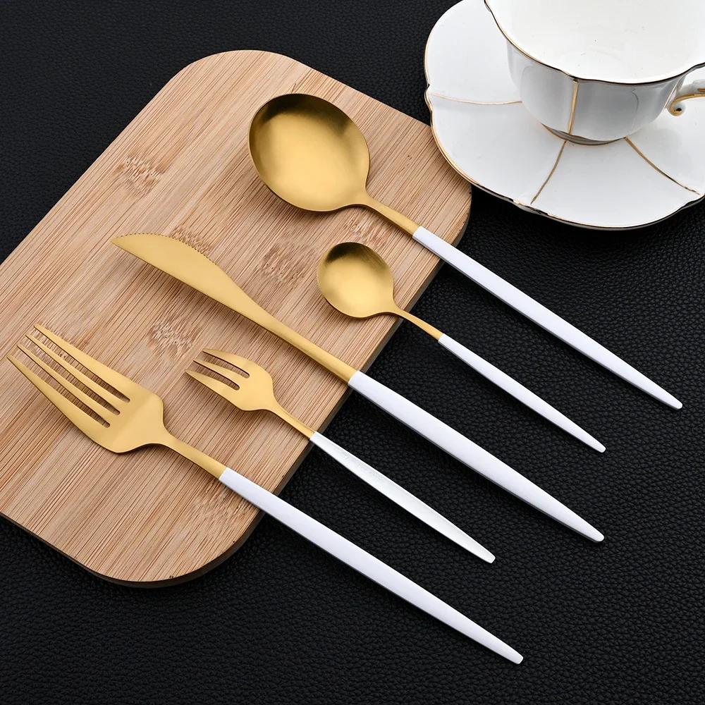 30 pièces ensemble de vaisselle en acier inoxydable couverts mat fourchette cuillère couteau ensembl