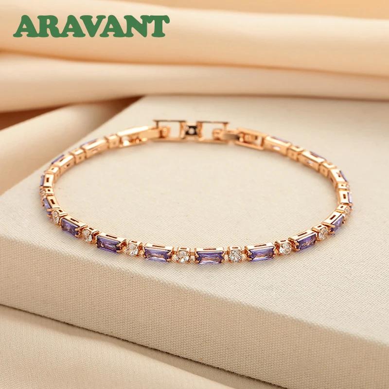 Aravant 925 argent 18K or améthyste Bracelet chaîne pour femmes bijoux de mode