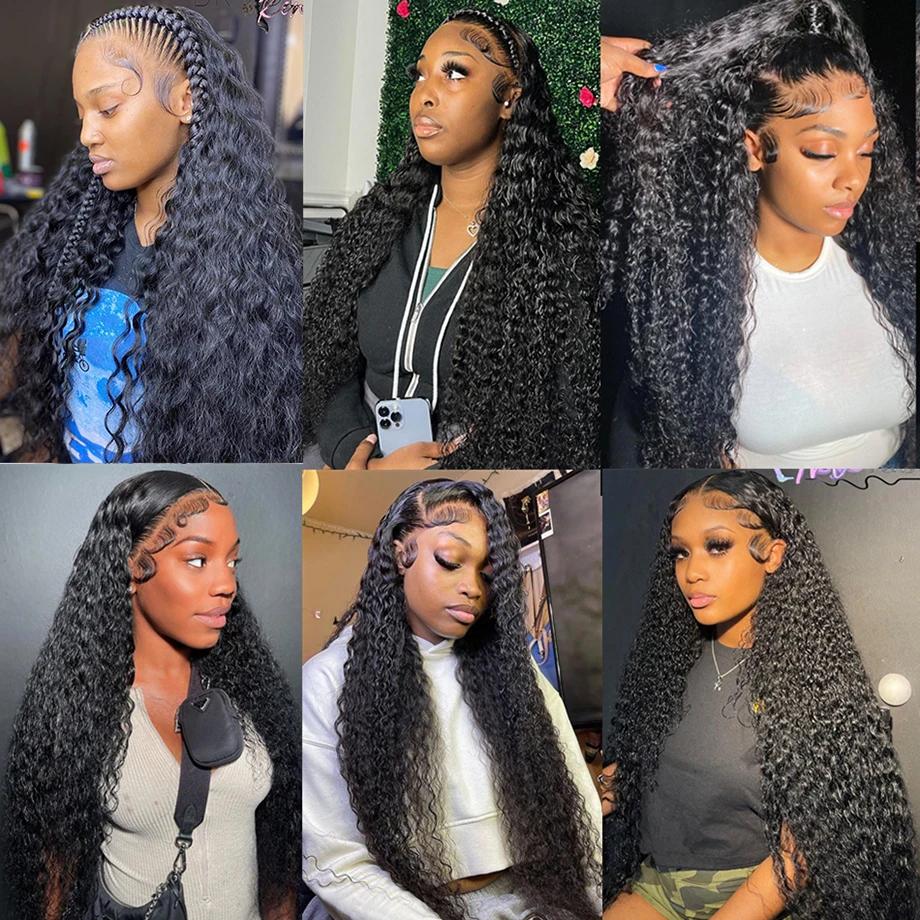 Perruque Lace Front Wig naturelle bouclée, Deep Wave, HD, 13x6, 13x4, 30 pouces