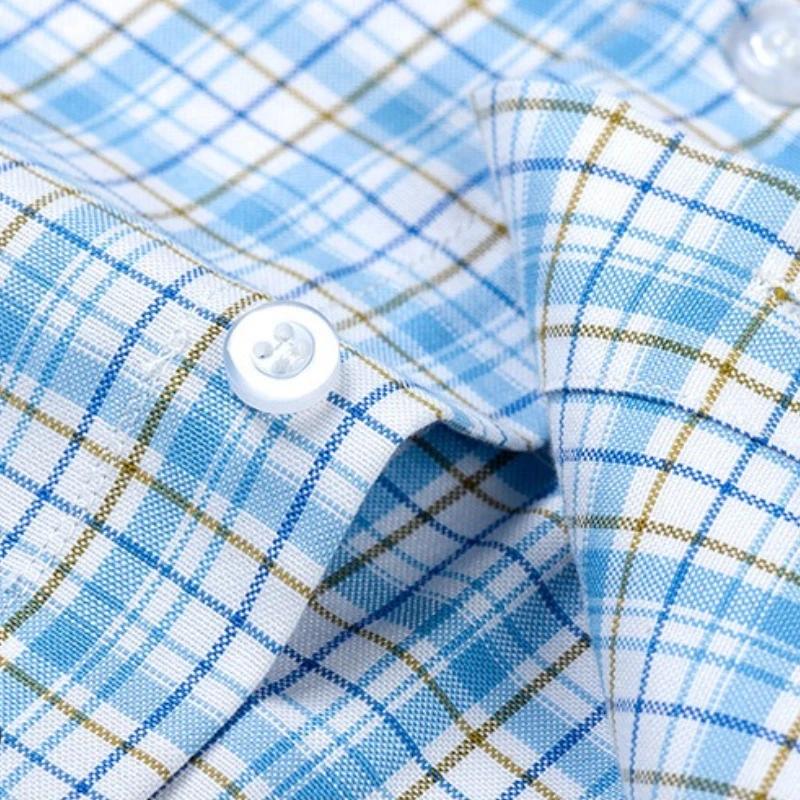 160KG chemises pour hommes Big and Tal classique Plaid rayure Oxford 100 coton chemise à manches cou