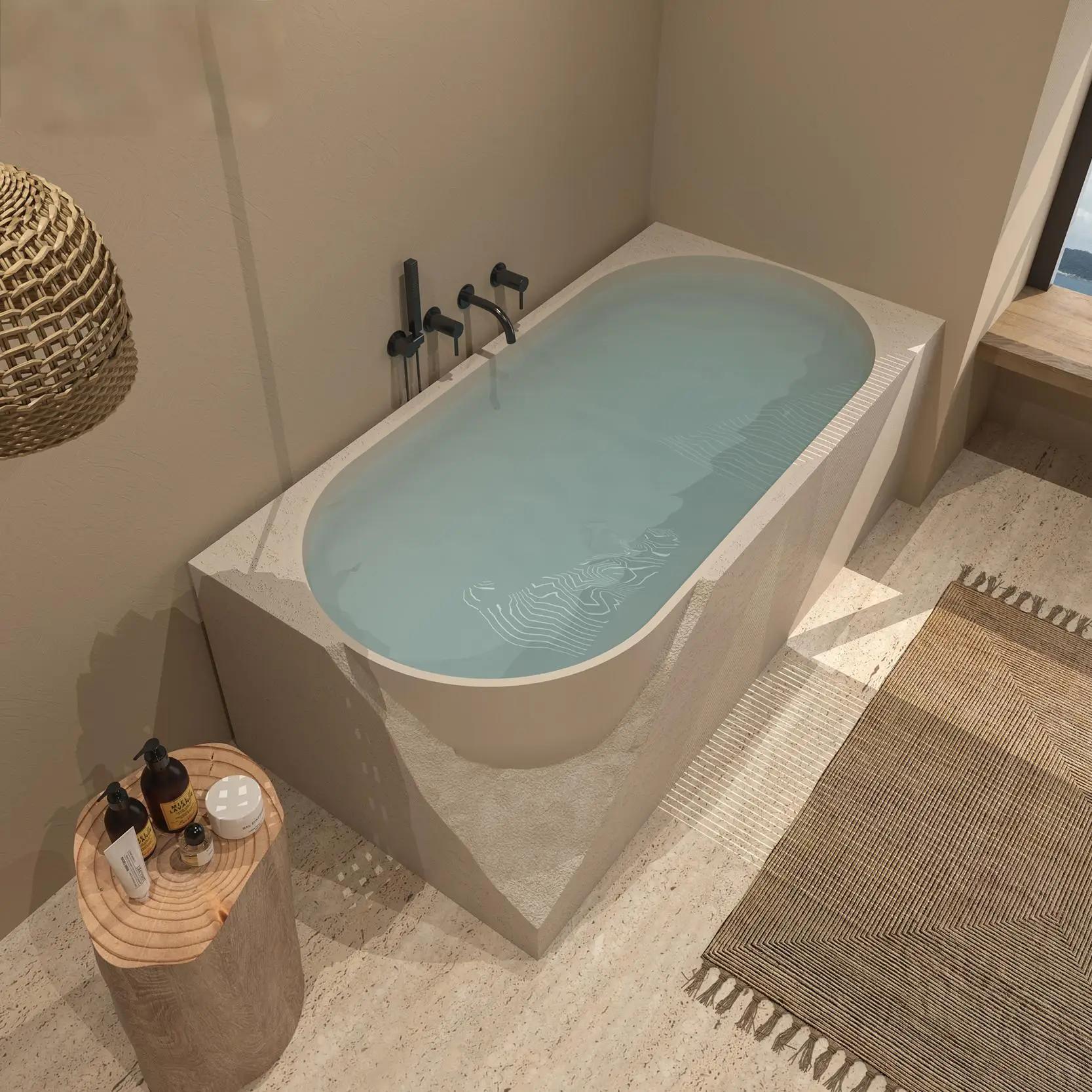 "Vignoire de trempage autoportante moderne Wabi Sabi – Baignoire en pierre de grotte artistique fait