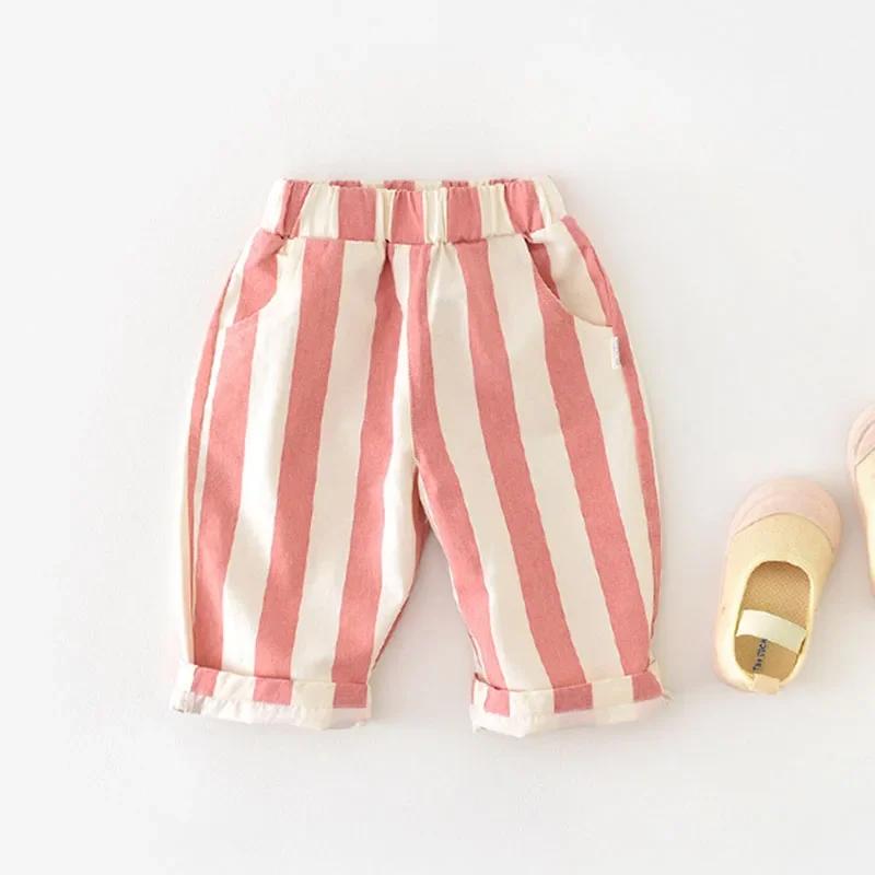 Automne nouveau garçon fille enfants lâche rayé pantalons décontractés bébé poches mode pantalon enf