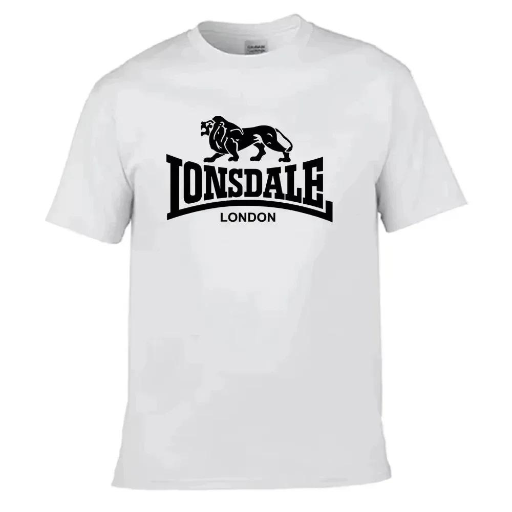 T-shirt à manches courtes pour homme avec imprimé Lion Lonsdale, style streetwear ample et confortab