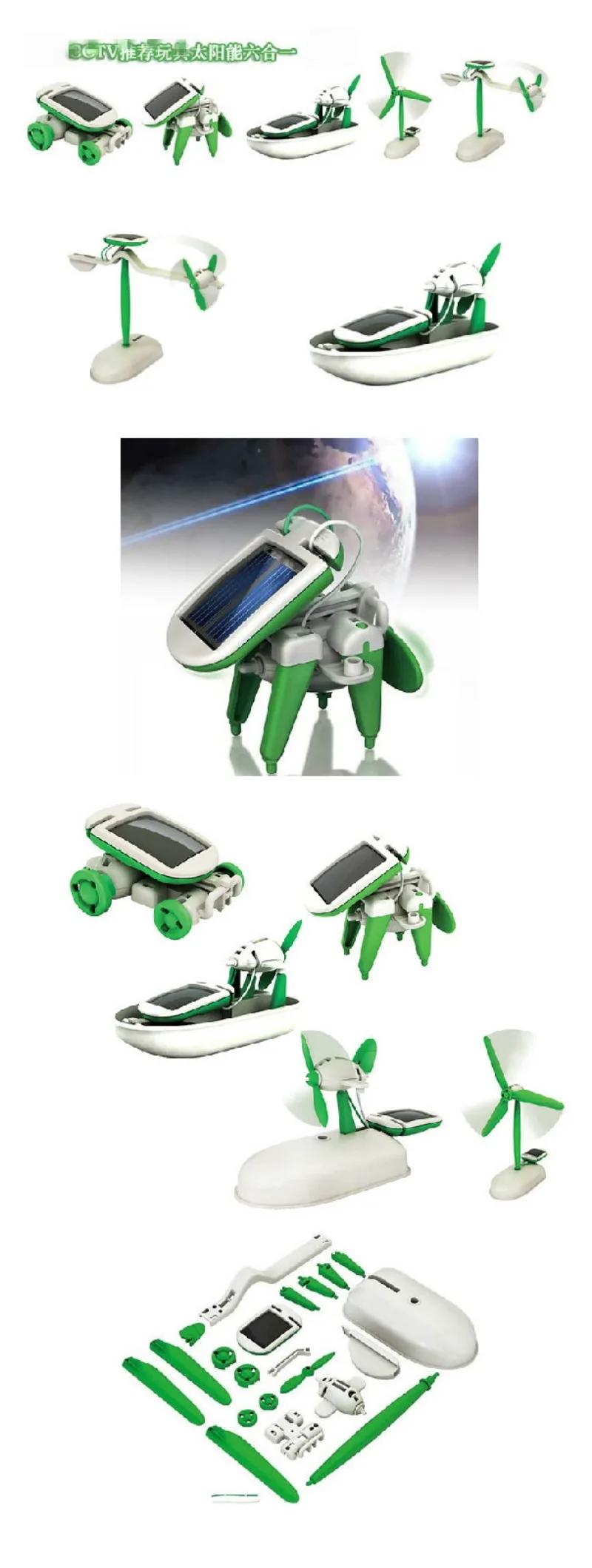 Kit de Robot à énergie solaire 6 en 1, assemblage de ventilateur de bateau, moulin à vent, jouets de