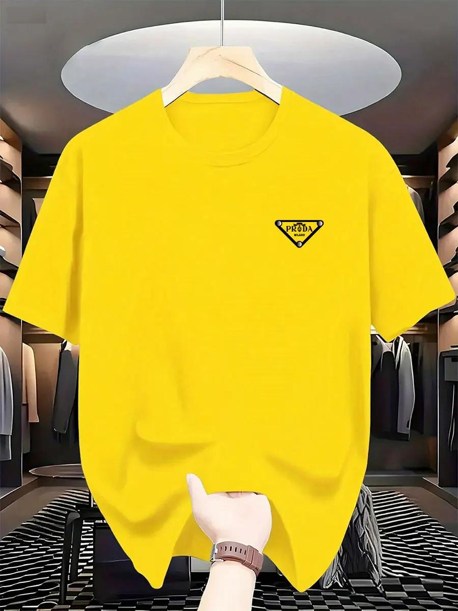 T-shirt imprimé pour homme, tendance mode milanaise 2026, marque internationale, coton pur, col rond