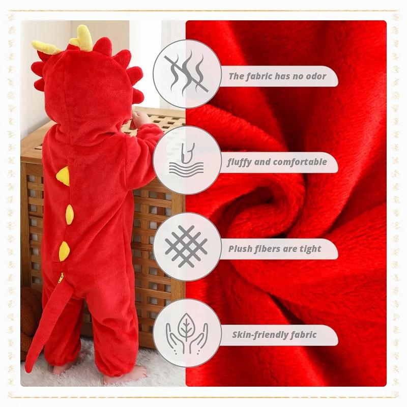 MICHLEY carnaval dinosaure bébé barboteuses hiver flanelle enfant en bas âge vêtements pour bébés à 
