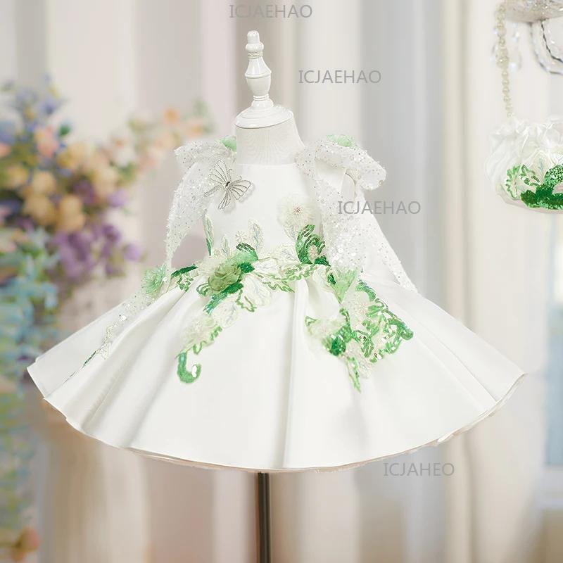 Nouvelle Robe de Princesse pour Bébé Fille 2026, Robe Tutu à Fleurs et Perles pour Fête d'Anniversai