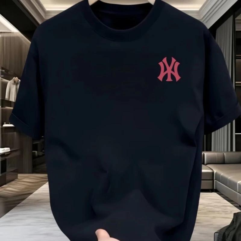 Nouveau T-shirt d'été à col rond en coton épais imprimé, style américain, à manches courtes, pour ho