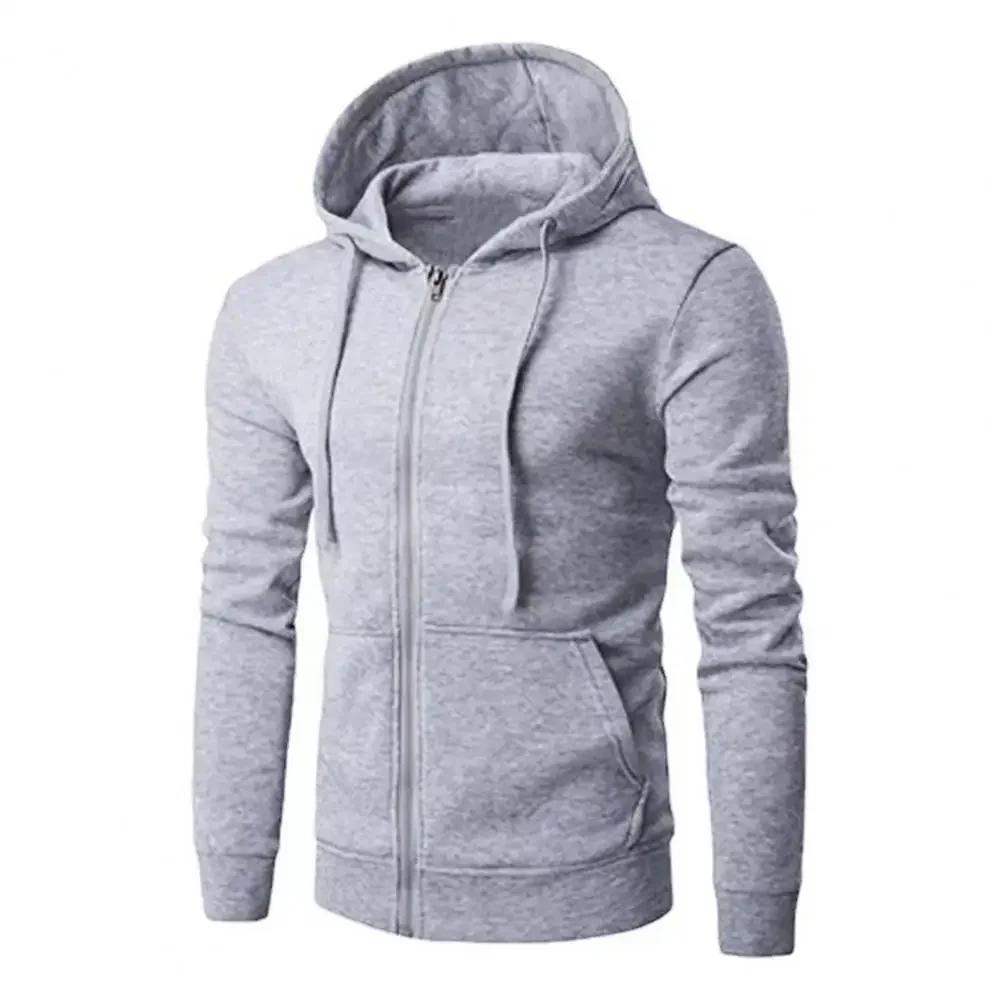 Sweat à capuche ample et décontracté en polaire pour hommes, à la mode, avec fermeture éclair, adapt