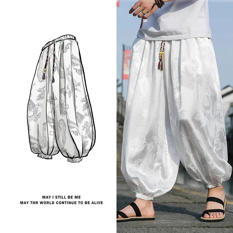 FGKKS 2023 pantalons de marque d'extérieur pour hommes Lce soie Dragon fleur foncée lâche Bloomers h