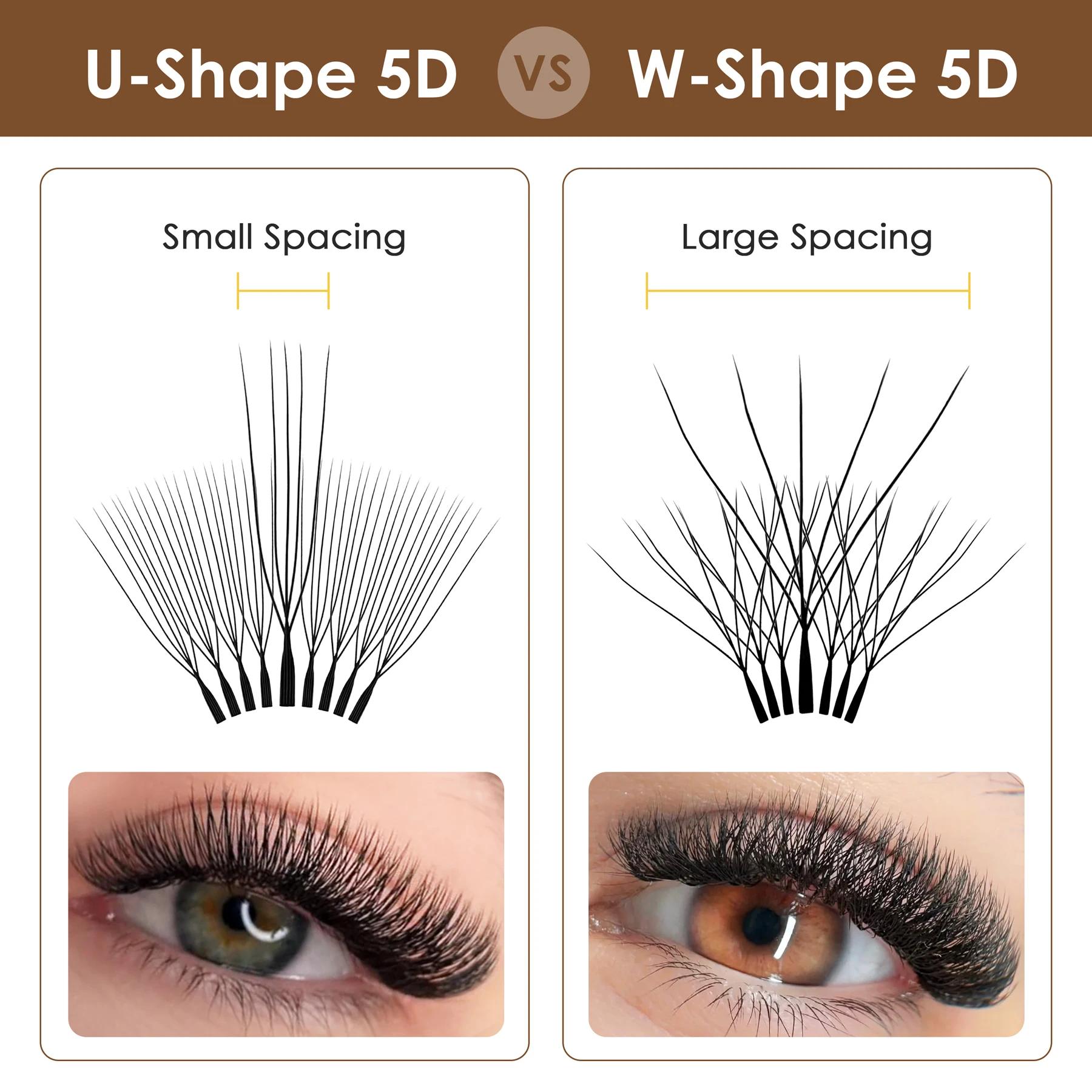 SEEDEW 5 étuis/Lot Extensions de cils 5D en forme de U naturel doux 5D U cils Premium vison faux cil