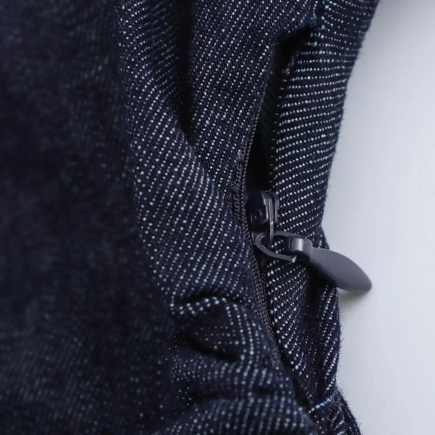 ETJ 2025 printemps nouvelle série 1975 robe MIDI en denim avec revers côté fermeture éclair mode rid