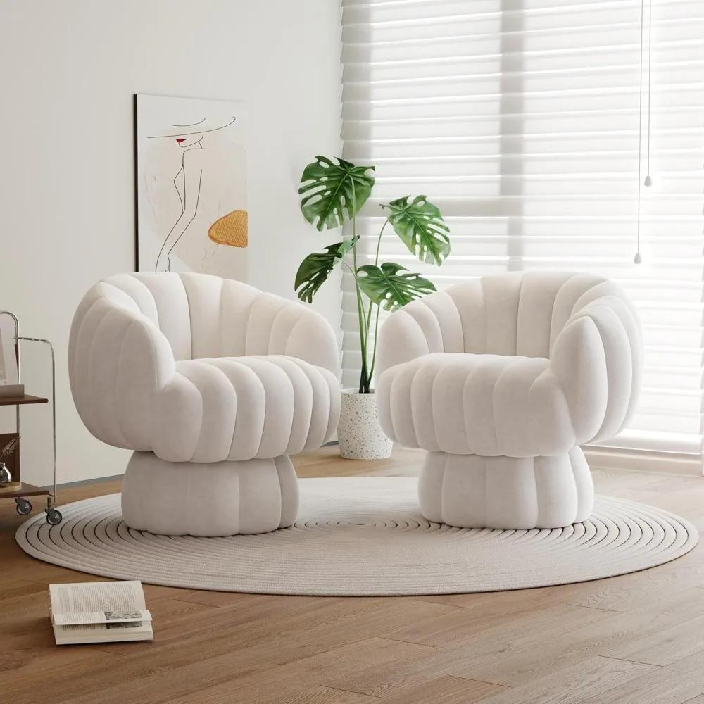 Ensemble de 2 chaises de canapé d'appoint pivotantes modernes à 360 degrés du milieu du siècle, chai