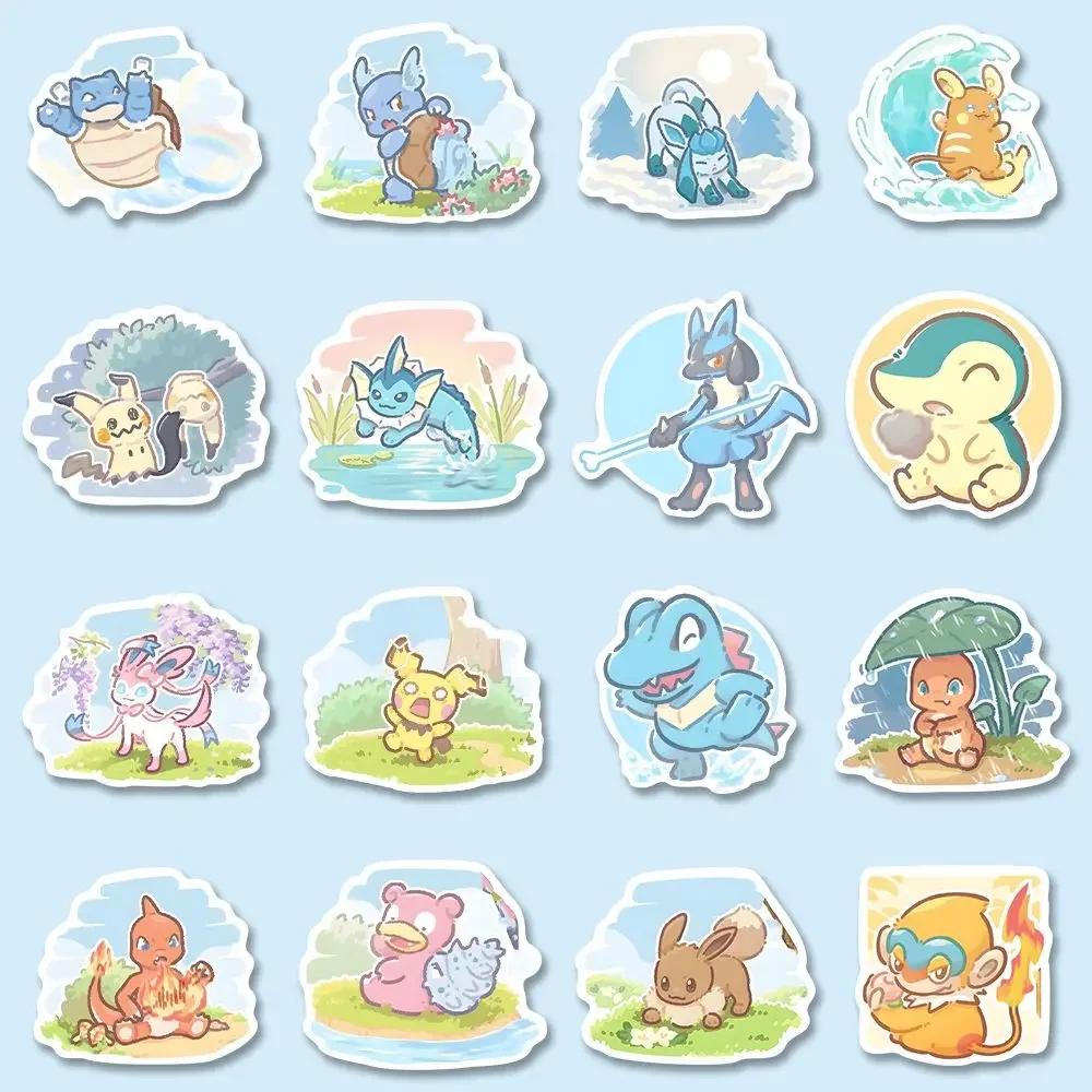 63 pièces Pokemon Anime autocollants Pikachu ordinateur portable planche à roulettes valise Kawaii a