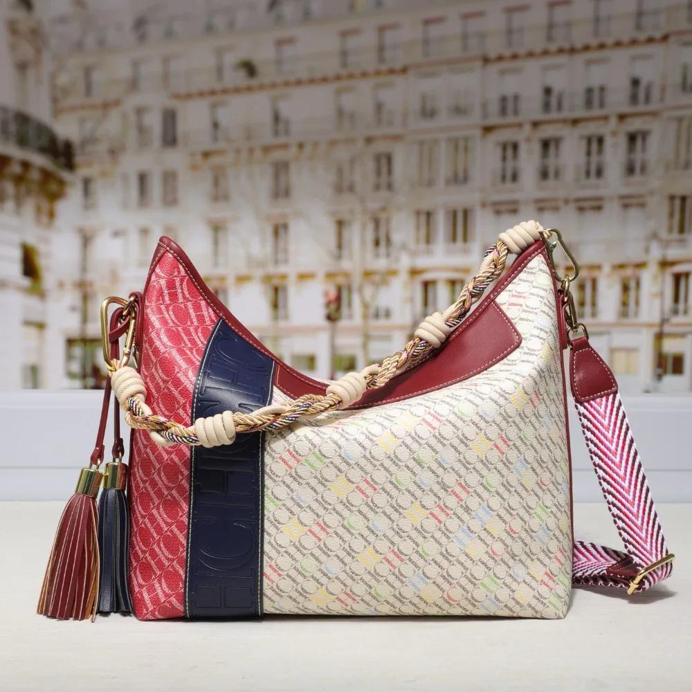 Sac fourre-tout pour femme CHHC, texture premium, multifonctionnel, sac bandoulière, design imprimé 