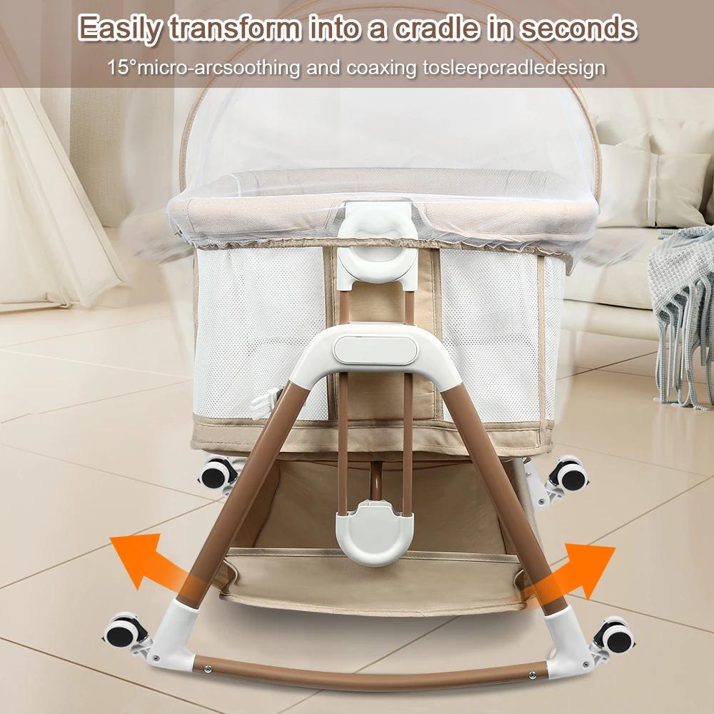 Lit bébé 3 en 1, lit bébé, bascule bébé, lit de voyage bébé avec matelas, couffin avec 6 hauteurs, f