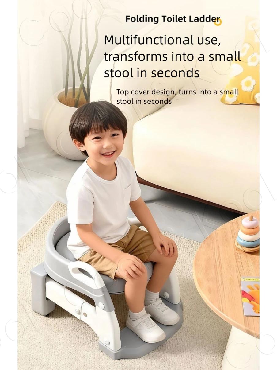 Solution d'apprentissage de la propreté 6-en-1 tout-en-un : siège de toilette pliable avec marchepie