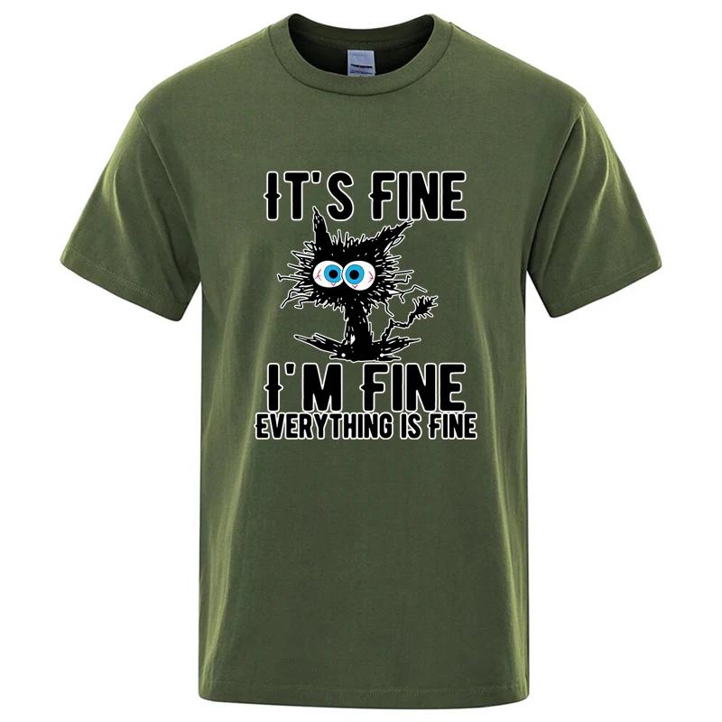 T-shirt homme haute qualité 100% coton drôle Cool chat imprimé T-shirt décontracté homme manches cou
