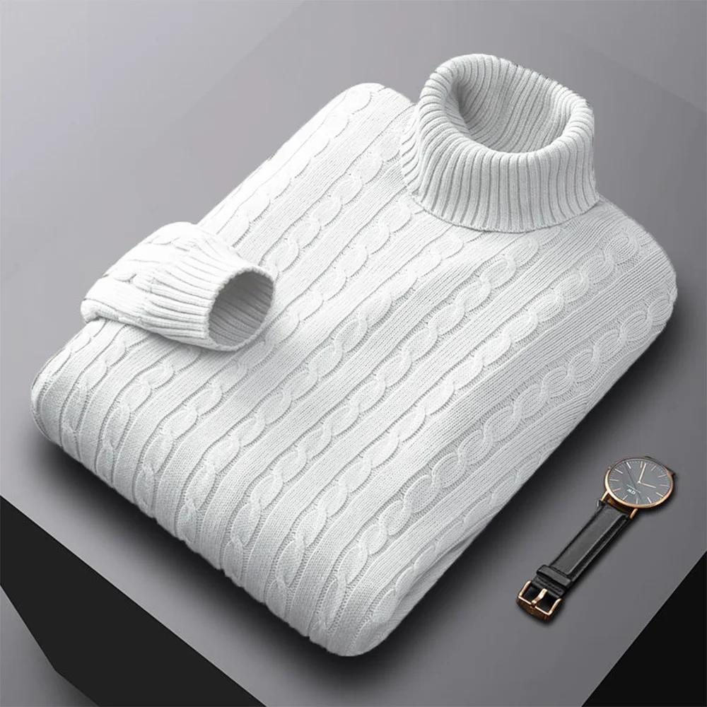 Pull à col roulé monochrome pour hommes, pull à col haut, pulls décontractés, vêtements de survêteme
