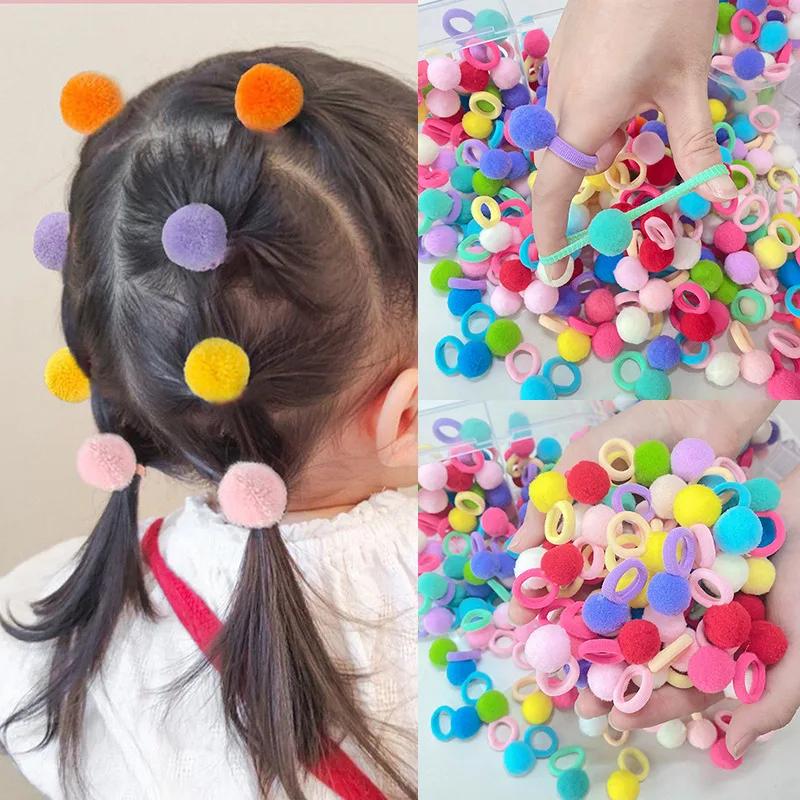 Bandes de cheveux élastiques en peluche colorées pour filles, 20 pièces, attaches queue de cheval po