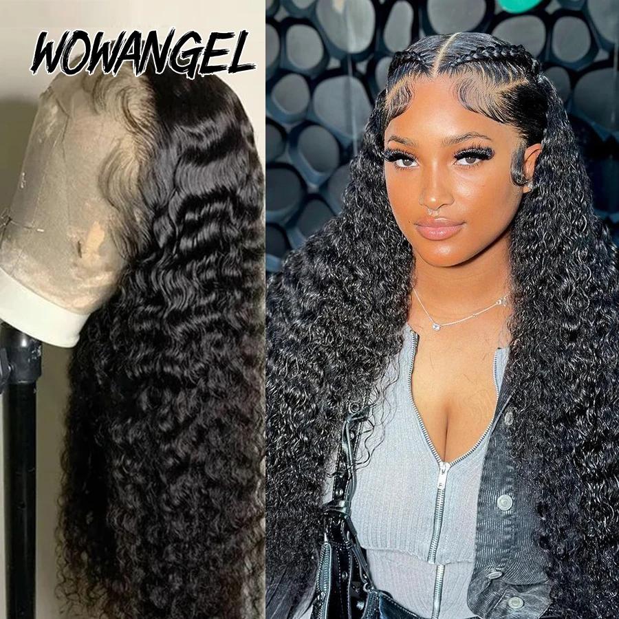 Wow Angel-Perruque de cheveux humains bouclés pré-épilés pour femme, vague d'eau, perruques frontale