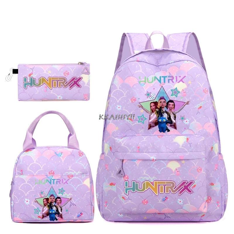 Ensemble de sacs à dos K-pop Demon Hunters, sac à dos de grande capacité, sacs à déjeuner, sacs à cr