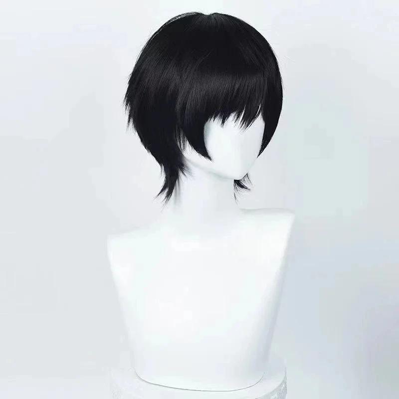 Anime tronçonneuse homme Yoshida Hirofumi Cosplay perruque courte noir résistant à la chaleur cheveu