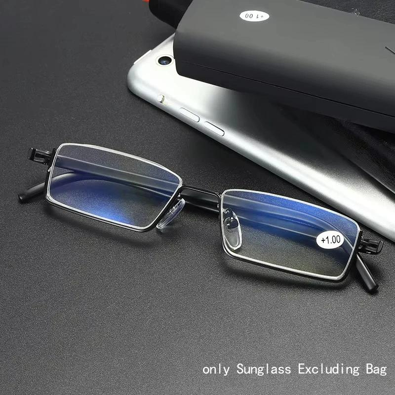 Lunettes de Lecture Anti-Lumière Bleue en Métal, Demi-Monture, pour Homme