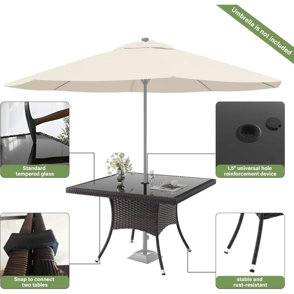 Ensemble de salle à manger de Patio 5 pièces, ensemble de meubles d'extérieur en osier toutes saison