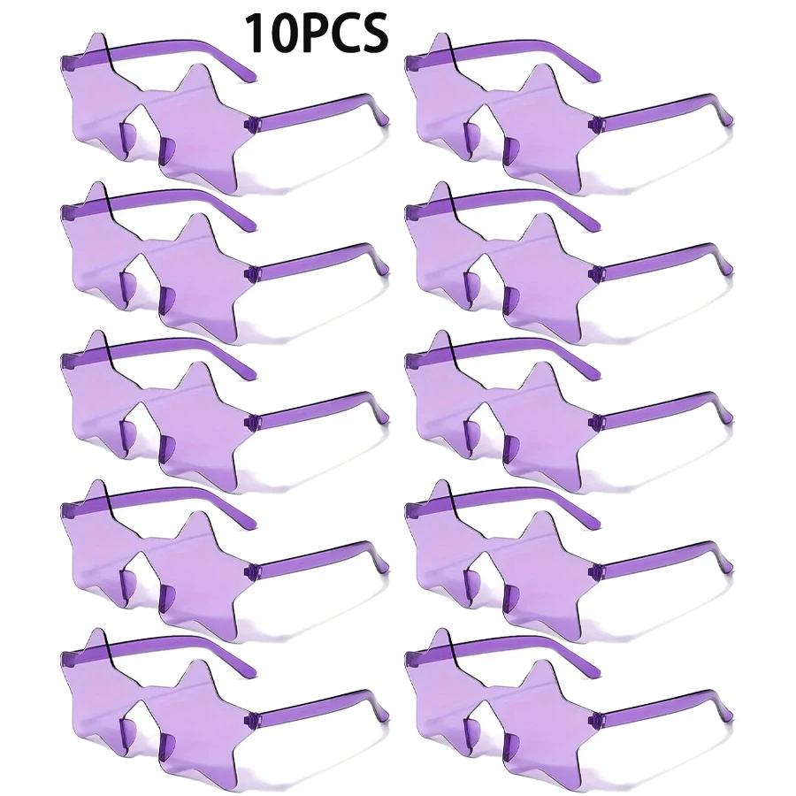 Lunettes étoiles colorées transparentes, 10 pièces, couleur bonbon, pour hommes et femmes, accessoir