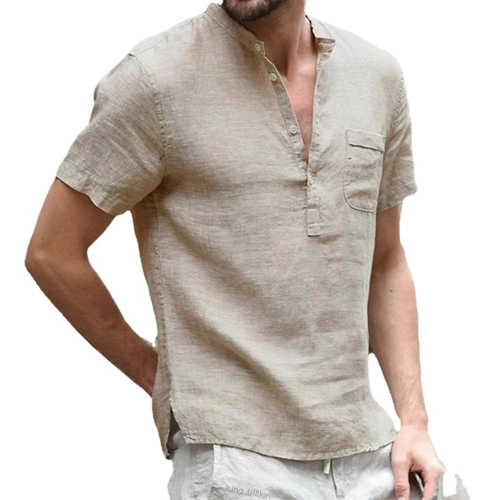 Été nouveau T-shirt à manches courtes pour hommes coton et lin Led décontracté hommes T-shirt chemis