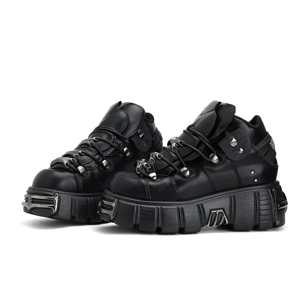 Nouvelles Chaussures Femme Style Punk 2026 – Bottes Rock à Lacets avec Plateforme et Talon de 6 cm, 